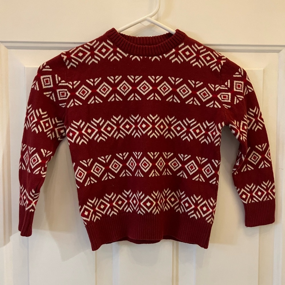 Cat & Jack Burgundy and White Knit Sweater
